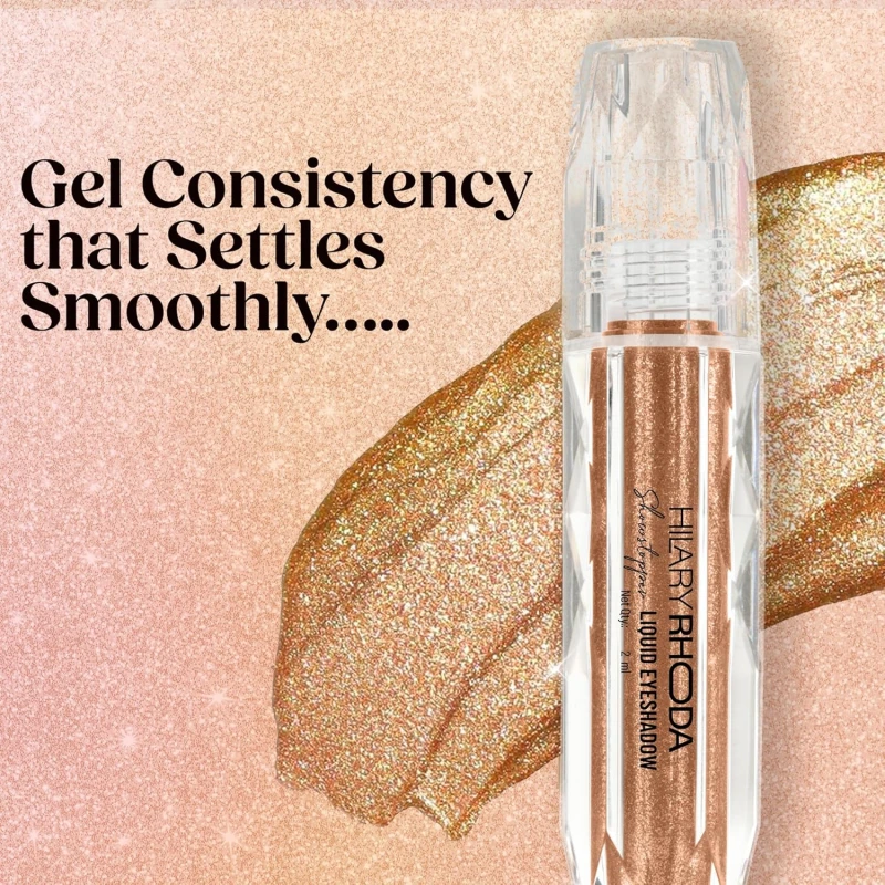 Hilary Rhoda Showstopper Liquid Eyeshadow | Gel-Based Formula | Shimmer Finish | Highly Pigmented | Blends Easily | Create Versatile Looks | 2ml (Desert Gold - Shade 02) thumbnail 4